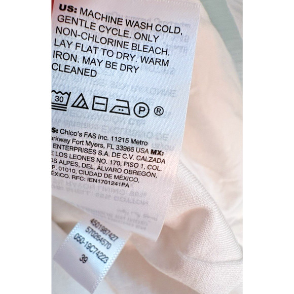 CHICOS Embroidered Shift Dress White Black Gauze Cotton Size 2 (12) Boho Cottage - Picture 10 of 11